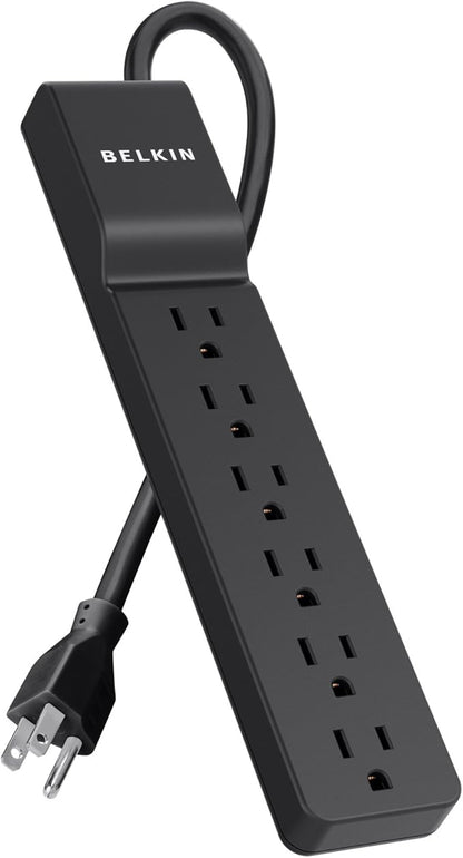 Belkin 6-Outlet Home And Office Surge Protector With Essential Power Filtration And 4ft Cord, 700 Joules, Black