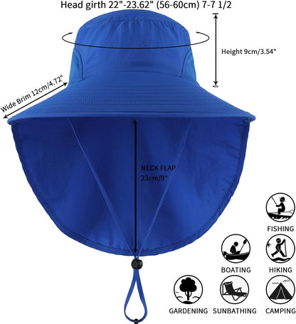Home Prefer Outdoor UPF50+ Sun Hat Wide Brim Mesh Fishing Hat with Neck Flap