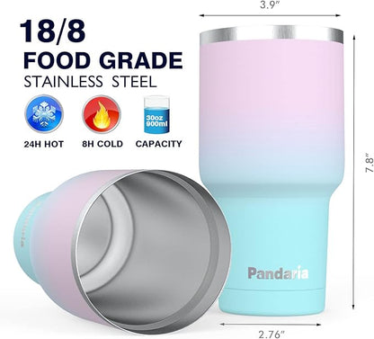 30 oz Leak Proof Tumbler with Straw, Stainless Steel Vacuum Insulated Tumbler with Straw, Durable & Dishwasher Safe, Ideal for Car, Camping, Hiking, Outdoor (Mermaid)