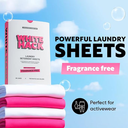 Fragrance Free Laundry Detergent Sheets | Clothes Detergent Laundry Soap Sheets for Travel - Mess-Free, Ultra Concentrated, Recyclable Packaging, Stain Fighting | Unscented, 60 Count