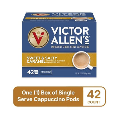 Victor Allen's Coffee Sweet and Salty Caramel Flavored Cappuccino Mix, 42 Count, Single Serve K-Cup Pods for Keurig K-Cup Brewers Brewers (Packaging May Vary)