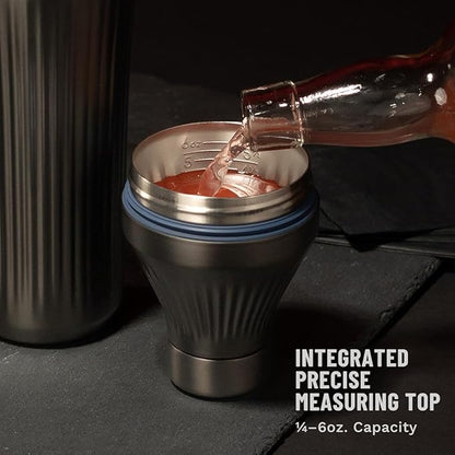 Elevated Craft Diamond Edition Hybrid Cocktail Shaker Set - Premium Vacuum Insulated Gunmetal Black, 28 oz, Includes Built-In Strainer, Precise Measuring Top & XL Polishing Cloth - Martini Shaker