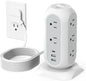 Surge Protector Power Strip Tower 10 Ft, TESSAN Flat Plug Extension Cord with 11 AC Multiple Outlets 3 USB Ports (1 USB C), 1050J Desk Charging Station for Home, Office Supplies, Dorm Room Essentials