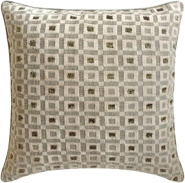The HomeCentric King/Queen/Twin Grey Designer CA King 86"x18" Bed Runner with 2 Pillow Cover, Checkered, Beaded, Hand Embroidery Bed Scarf on Velvet Fabric - The Brick Effect