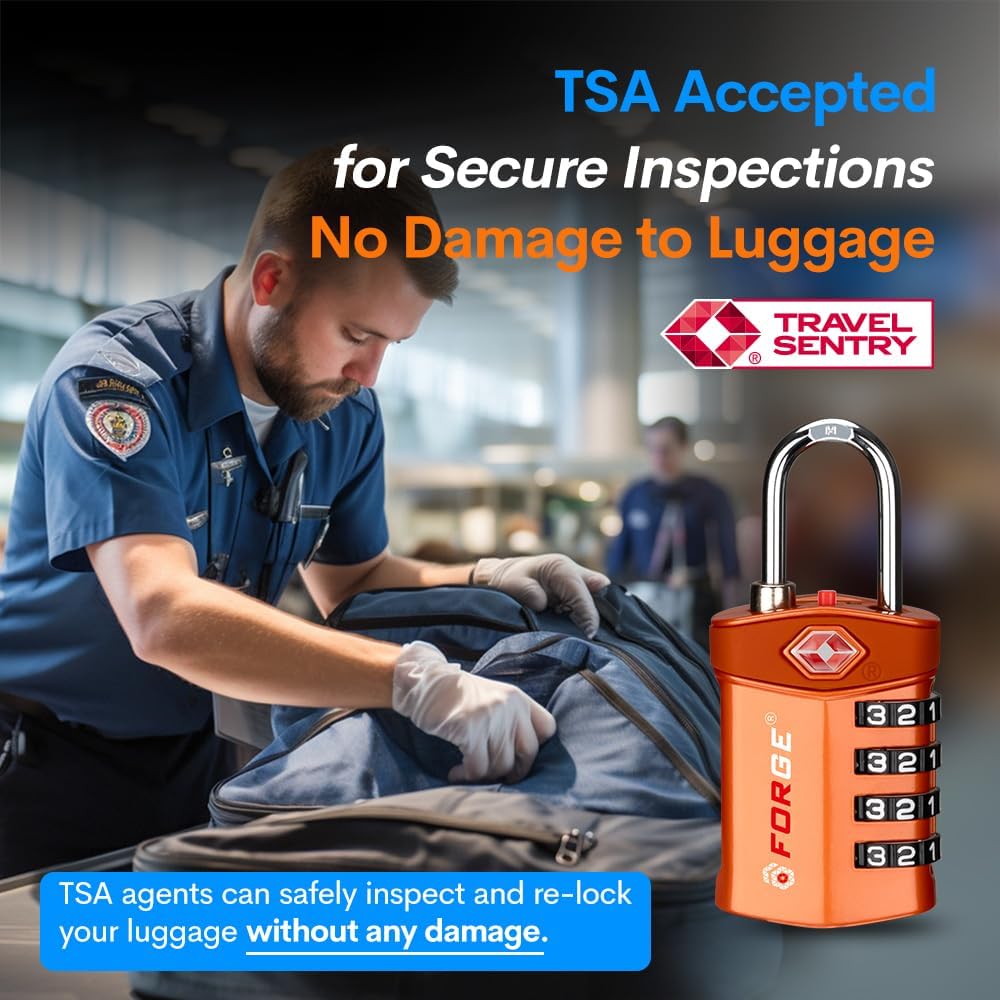 Forge Travel Lock,TSA Approved Luggage Locks for Air Travel, Gym Lockers, School Lockers, Pelican Cases, Gun Case, Easy Read Dials, Durable Alloy Body