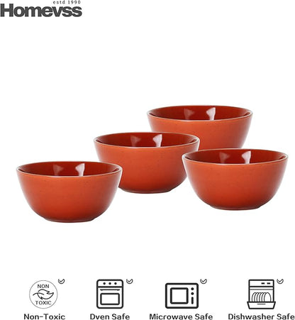 HomeVSS 20-Piece Dinnerware Set - Serves 4, Bright Glaze Orange plates and bowls sets with Speckle Effect for Microwave & Dishwasher Safe