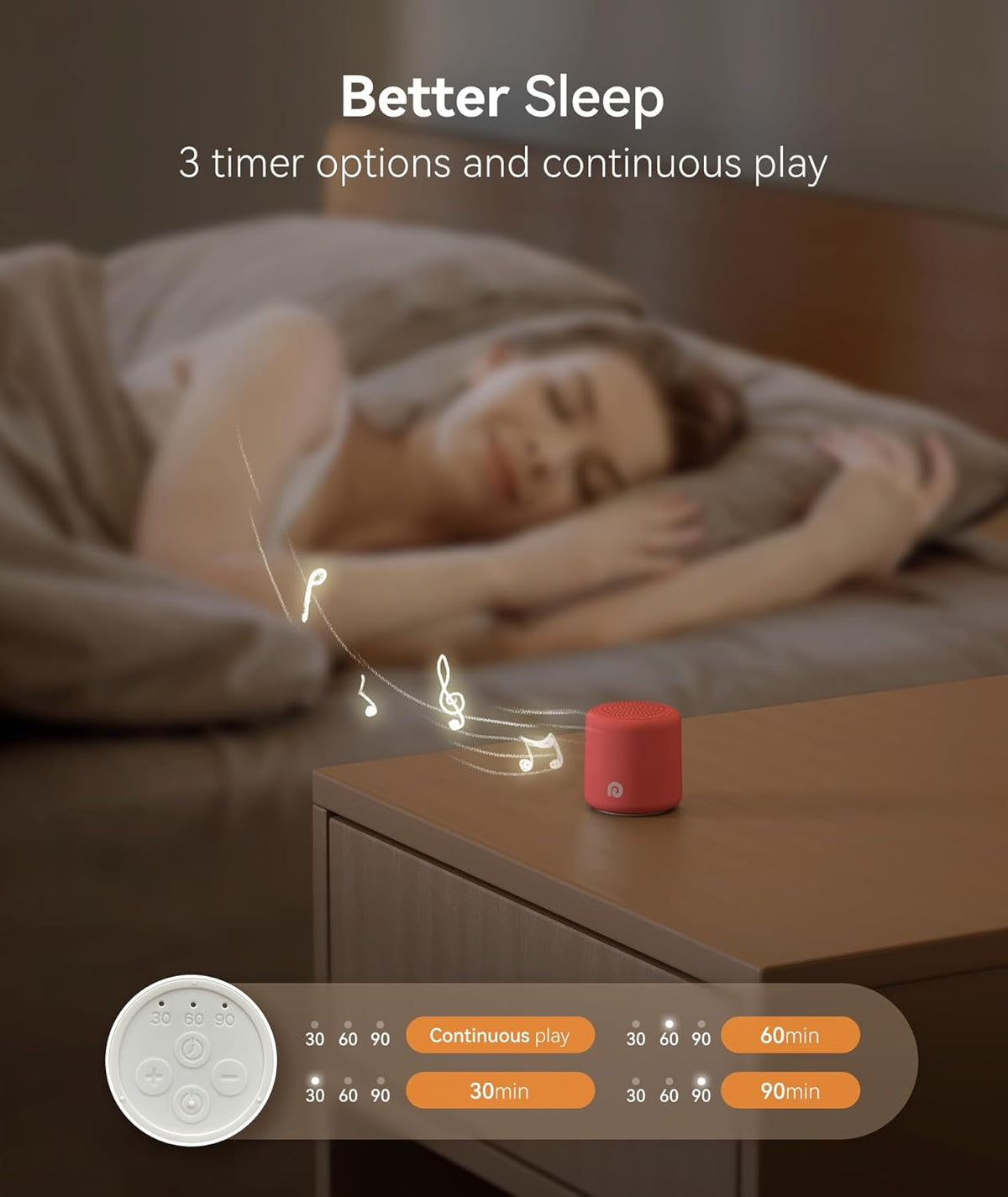 Dreamegg Travel White Noise Machine - Portable for Baby Adults, 16 Nature Sounds, Timer, Sleeping Gift, Red