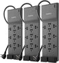 Belkin 12-Outlet Surge Protector Power Strip w/ 12 AC Outlets & 8ft Flat Plug, UL-Listed Heavy-Duty Extension Cord for Home, Office, Travel, Computer, Laptop, Charger - 3,940 Joules, Pack of 3