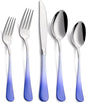 20-Pieces Color Silverware Sets for 4,Blue and white Handle Stainless Steel Cutlery Set, Include Forks Spoons and Knives Set, Dishwasher Safe Utensil Sets for Home Restaurant