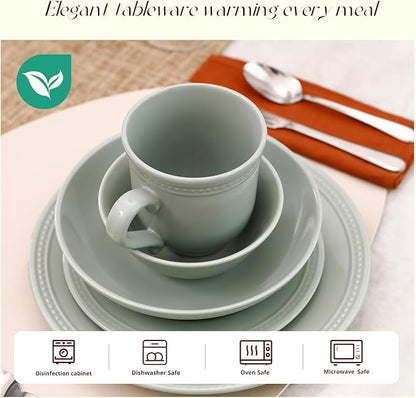 Pearl Dots Stoneware Dinnerware Set (20pc Set, Teal)