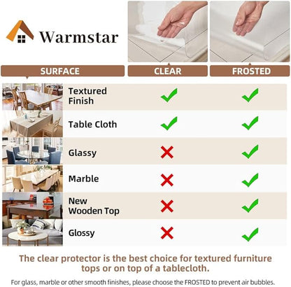 Warmstar Clear Table Cover Protector 32 x 48 Inch,1.5mm Thick Plastic Table Cover Rectangle,PVC Clear Table Protector,Desk Protector Mat for Kitchen, Dresser, Writing Desk，Dining Room Table