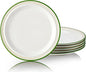 10.5-inch Porcelain Dinner Plate Set of 6 - Microwave, Oven and Dishwasher Safe, Scratch Resistant. (Cozy Green)