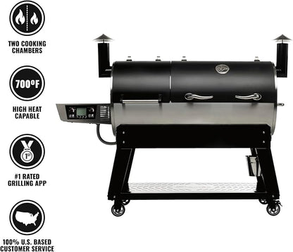 recteq DualFire 1200 Wood Pellet Smoker Grill, Wi-Fi Electric Pellet Grills, Dual Chambers for Hot and Fast + Low and Slow Cooking