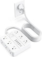 Flat Plug Power Strip Surge Protector, Flat Extension Cord Indoor 20 Feet， HUNIAN 12 Widely Spaced Outlets with 6 USB (2 USB C Ports), Desk Charging Station for Home Office Supplies, White
