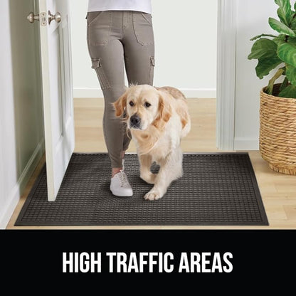GORILLA GRIP Front Door Mat, Indoor Outdoor Ultra Absorbent HydroAbsorb Doormat, Absorbs Up to 1.7 Cups of Water, Stain and Fade Resistant, Rubber Backing Doormats, Captures Dirt, 29x17 Charcoal