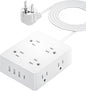 European Travel Plug Adapter, Olcorife US to Europe Type E/F Plug Adapter, International Power Strip with 8 Outlets and 4 USB(1 USB-C), 5 FT Cord for Germany France Iceland Spain