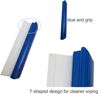 2pack 12inch Car Drying Squeegee Water Blade Universal Quick Drying Squeegee Wiper Flexible T-Bar Water Blade Silicone Squeegee for Car,Glass,Windshield,Bathroom Blue Handle