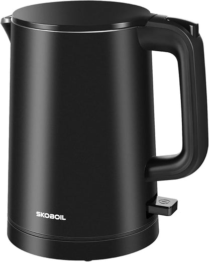 Electric Kettle Small for Tea & Coffee, 0.8L (27OZ) Double Wall Stainless Steel Hot Water Boiler, Fast Boiling Water Heater & Teapot with Auto Shut-Off, Boil-Dry Protection