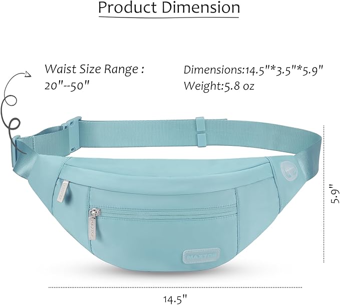 MAXTOP Large Crossbody Fanny Pack with 4-Zipper Pockets,Gifts for Enjoy Sports Festival Workout Traveling Running Casual Hands-Free Wallets Waist Pack Phone Bag Carrying All Phones