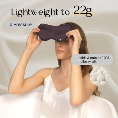 ZIMASILK Adjustable 100% 22 Momme Mulberry Silk Sleep Mask for Sleeping, Filled with Premium Mulberry Silk, Softest & Breathable Eye Sleeping Mask (Plum Wine)