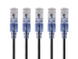 Monoprice Cat6A Ethernet Patch Cable - Snagless RJ45, 550Mhz, 10G, UTP, Pure Bare Copper Wire, 30AWG, 5-Pack, 7 Feet, Black - SlimRun Series
