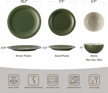 Famiware Ceramic Plates and Bowls Sets, Handmade Dishes Dinnerware