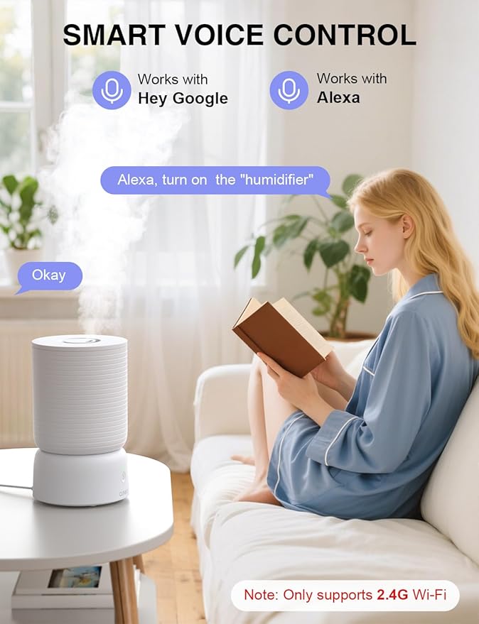 CLEVAST Smart Humidifiers for Bedroom, 1 Gal/4L Cool Mist Top Fill Humidifier with Essential Oil Diffuser, Quiet Operation for Baby Nursery, Home, Office, Large Room, Works with Alexa/Google Assistant
