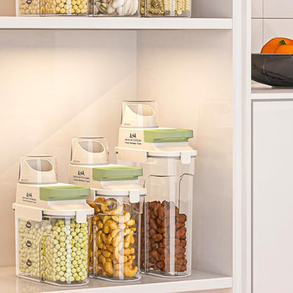 Cereal Containers Storage with Pour Spout Airtight Kitchen and Pantry Organization Canisters for Dry Food Nuts Flour and Sugar Container BPA Free Food Dispenser 1300ml (Green-2pcs)