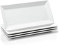Sweese Porcelain Serving Tray, 12 Inch Rectangle Plates for Sushi, Meat, Desserts, Cakes, White Serving Platter for Restaurant, Banquet, Party, Microwave Oven Dishwasher Safe, Stackable, Set of 4