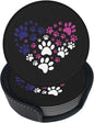 6 Pcs Cat Dog Paw Prints Heart Leather Coasters