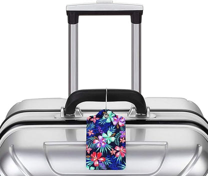 Set of 2 Luggage Tag for Suitcases Tie dye PU Leather Luggage Tag with Full Back Privacy Name ID Card Fun Laggage Tags