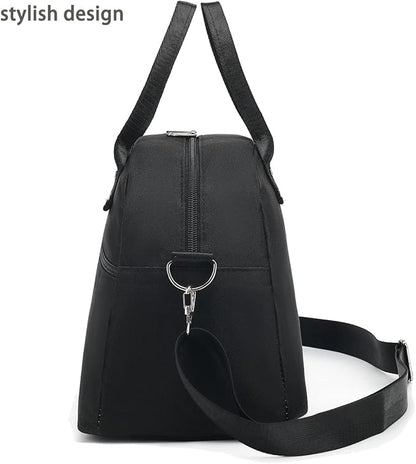 FlowFly Insulated Lunch Bag With Shoulder Strap for Women, Men, and Kids, Large and Reusable, Handle, Freezable Work and School Travel Tote and Meal Prep Organizer (Black)