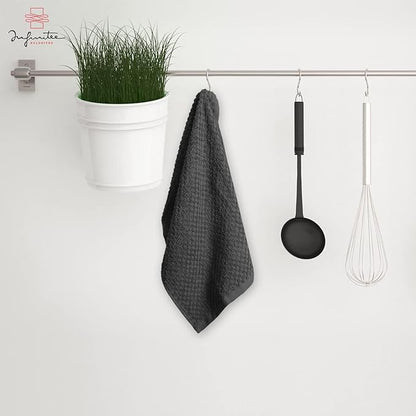 Infinitee Xclusives 100% Cotton Kitchen Towels - 15x25 Inch Ultra Soft Tea Towel, Super Absorbent Terry Dish Towels for Kitchen Linens |Grey|