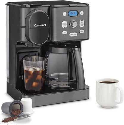 Cuisinart 12-Cup Coffee Maker, Single-Serve Brewer Glass Carafe, Automatic Hot & Iced Coffee Machine, Brew Strength Control and Brew Pause, SS-16BKS, Black Stainless Steel