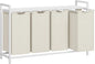 VASAGLE Laundry Hamper, Laundry Basket, Laundry Sorter with 4 Pull-Out and Removable Bags, Shelf, Metal Frame, 4 x 10.6 Gallons (40 L), 45.7 x 13 x 28.4 Inches, Cream White and Cloud White UBLH401W01