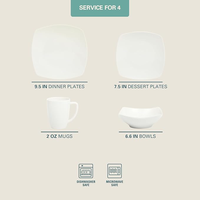 Gibson Home Zen Buffet White Porcelain Dinnerware Set