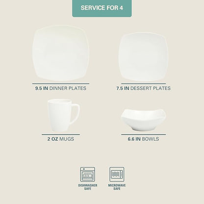 Gibson Home Zen Buffet White Porcelain Dinnerware Set
