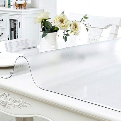 NECAUX Custom Multi-Size 1.5mm Thick Frosted PVC Table Cover Protector - 30 x 48 Inch Dining Room Table Rectangular Vinyl Non-Slip Desk Pad for 4 Foot Coffee Table/Writing Desk/Chair Mat