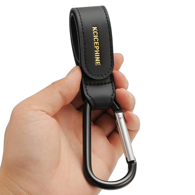 2 Pack Stroller Hooks, Stroller Straps for Diaper Bags,Adjustable Stroller Carabiner Clip,Baby Stroller Accessories for nuna,Uppababy,Bob,Hook for Bike,Scooter,Wheelchair,Walker Accessories（Black）