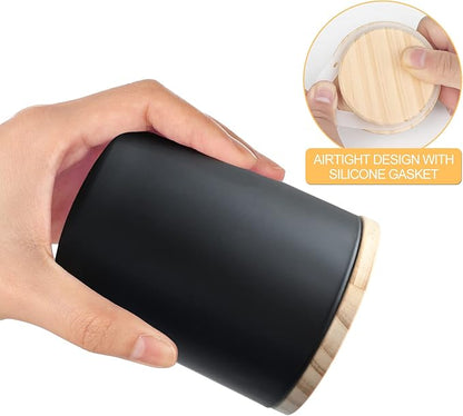 Thick Candle Jars for Making Candles 12 Pcs, 7 OZ Empty Jars with Wood Lids for Candle Making, Sample Container, Matte Black