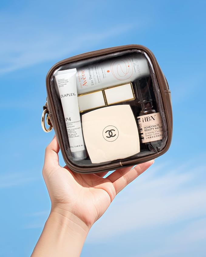 LETGO Small Cosmetic Bag for Purse Mini Makeup Bag for School Cute Clear Make Up Pouch for Travel Clear Cosmetic Bags Purse Essentials Make Up Bag for School Women Men (Mini Chocolate)