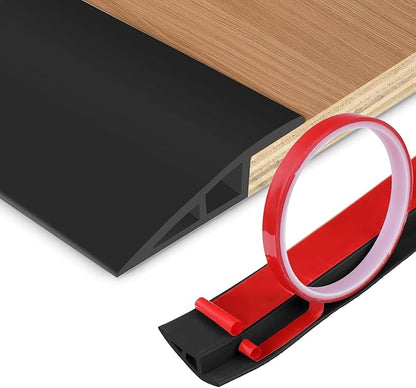 Floor Transition Strip Vinyl Door Threshold Ramp Self Adhesive Carpet Edging Strip Doorway Edge Trim, Overlap Edge Reducer for Laminate Carpet, Floor, Tile (Black, 2/5" to 3/5", 3.3Ft)