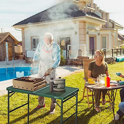 VILLEY 3ft Folding Camping Table, Aluminum Grill Table with Adjustable Legs