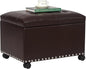 Joveco Leather Storage Ottoman with 360° Caster Wheels 24" Foot Rest Bench Rectangle Ottomans Stool for Living Room Bedroom (Brown, Wheels)