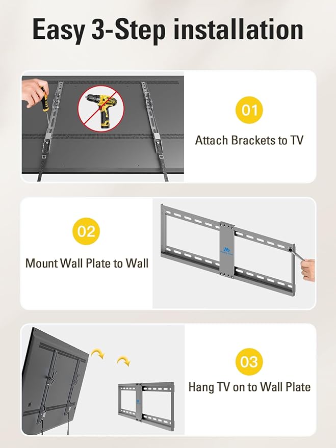 Mounting Dream TV Wall Mount for Most 37-75 Inch Televisions, Universal Tilt TV Mount Fits 16", 18", 24" Studs, Max VESA 600x400mm, 132lbs, Low Profile Flat Wall Mount Bracket, MD2968-LK