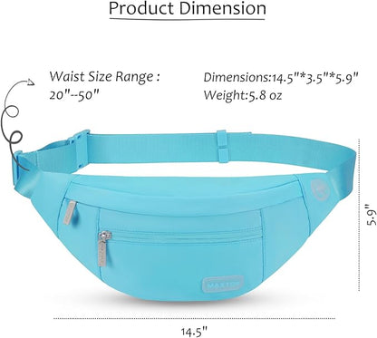 MAXTOP Large Crossbody Fanny Pack with 4-Zipper Pockets,Gifts for Enjoy Sports Festival Workout Traveling Running Casual Hands-Free Wallets Waist Pack Phone Bag Carrying All Phones