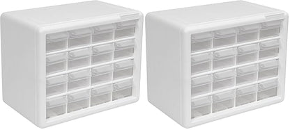 Akro-Mils 16-Drawer Plastic Drawer Storage Cabinet for Garage Organization, Beads, Makeup Organizer, Building Bricks Storage, Teacher Toolbox, 10-1/2-Inch W x 6-1/2-Inch D x 8-1/2-Inch H, 10116 White