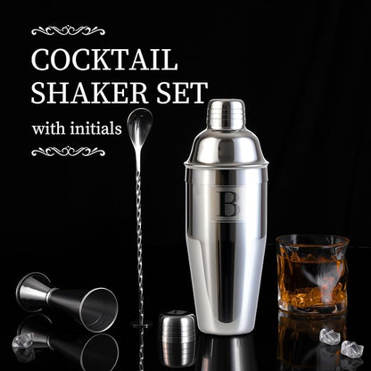 24oz Cocktail Shaker Set with 1 oz 2oz Jigger - Monogramm Initials Martini Shaker Set - 304 Stainless Steel Bar Shaker for Margarita,Mojito-Personalized Gift for Friend,Husband-D