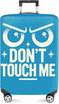 ANNA QUEEN Funny “Don’t Touch Me” Luggage Cover, Bold Blue Suitcase Protector with Angry Eyes Design, Stretchable, Washable Travel Cover for 20-22 Inch Luggage
