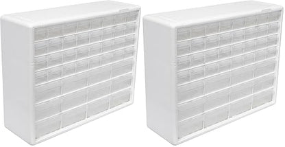 Akro-Mils 44-Drawer Plastic Drawer Storage Cabinet for Garage Organization, Bead Organizer, Building Bricks Storage, Teacher Toolbox, Makeup Organizer, 20-Inch W x 6-Inch D x 16-Inch H, 10144 White